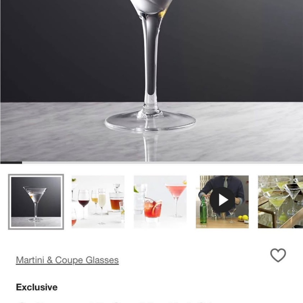 Crate&Barrel Clear Martini Glass